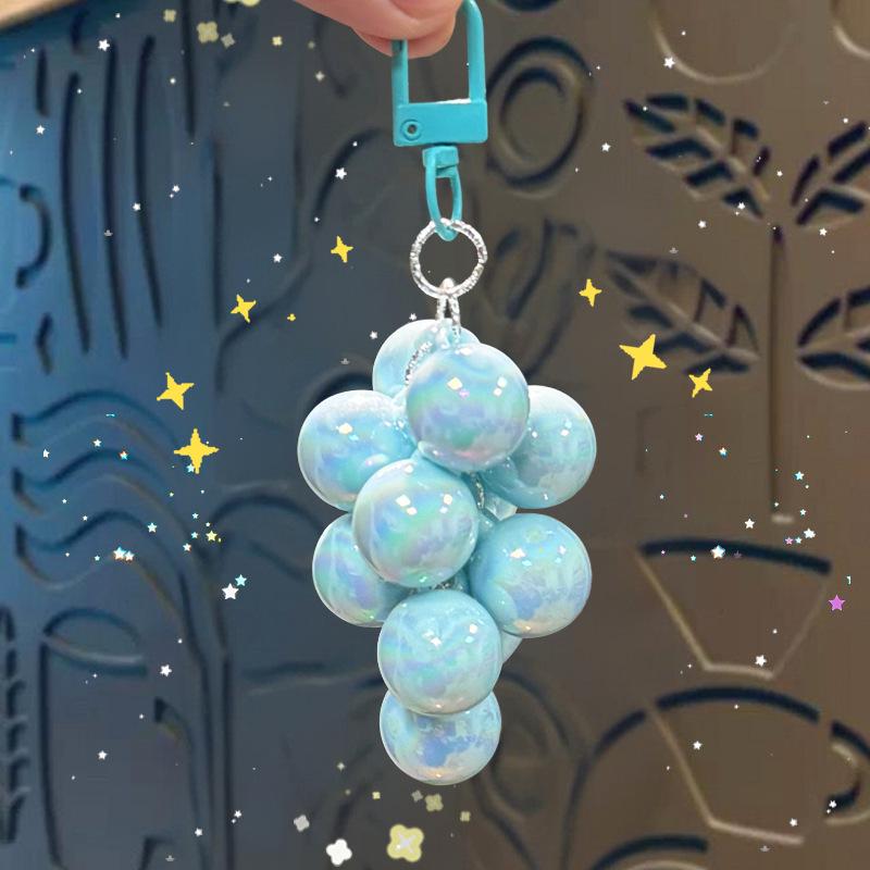 Charming Transparent Acrylic Grape Cluster Keychain - Women's Handbag Accessory & Small Gift