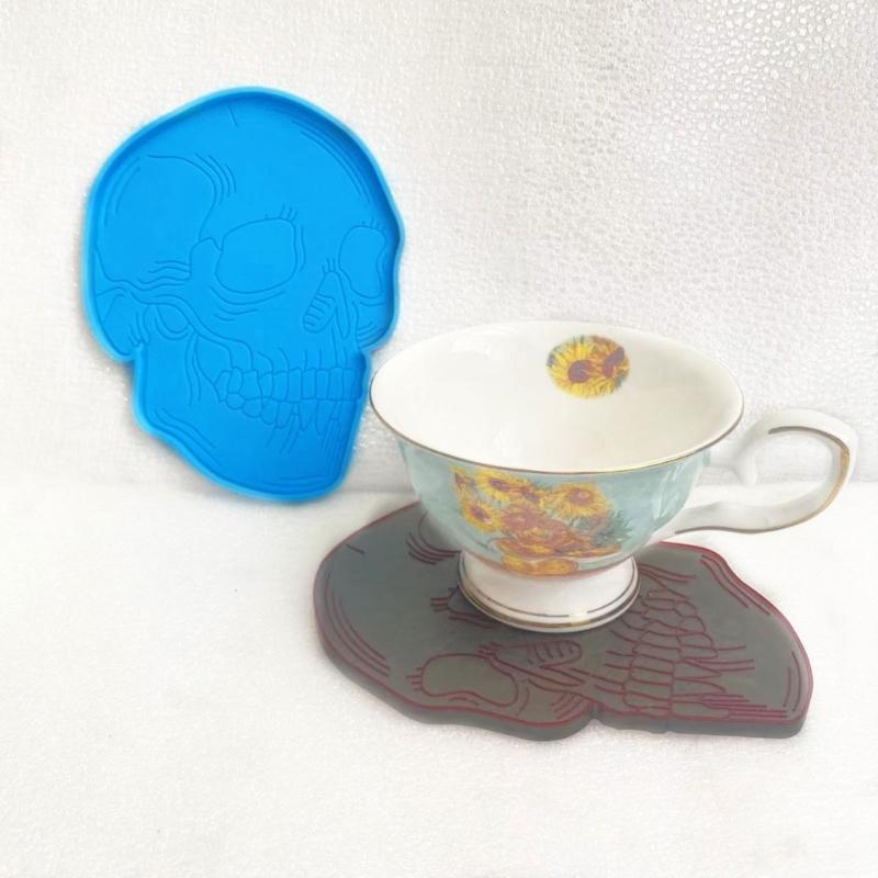 Skull Coaster Molds Skeleton Silicone Coaster Molds Cup Mat Mold Epoxy Resin Casting Mold for Resin Coaster Home Decor
