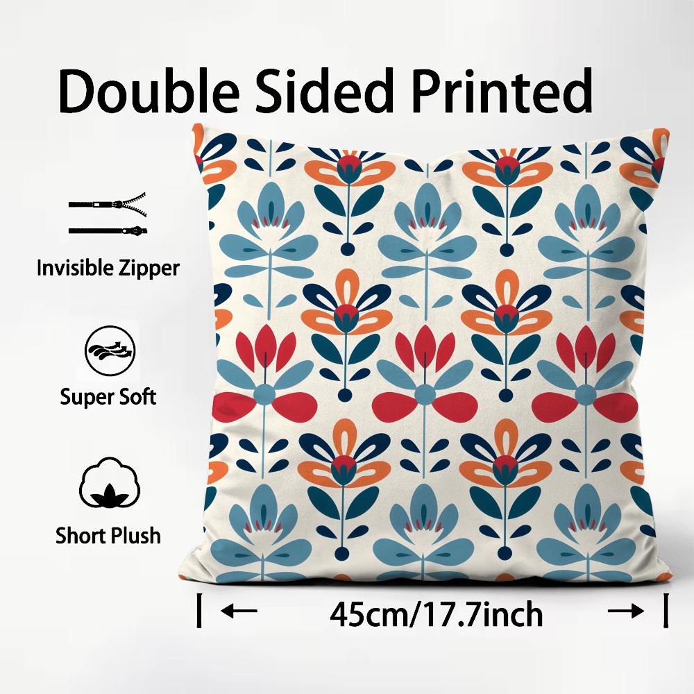 Beautiful Scandinavian Floral Print Cushion Cover Comfort Reversible Pillow Cove In One Design For Any Room & Car Interior