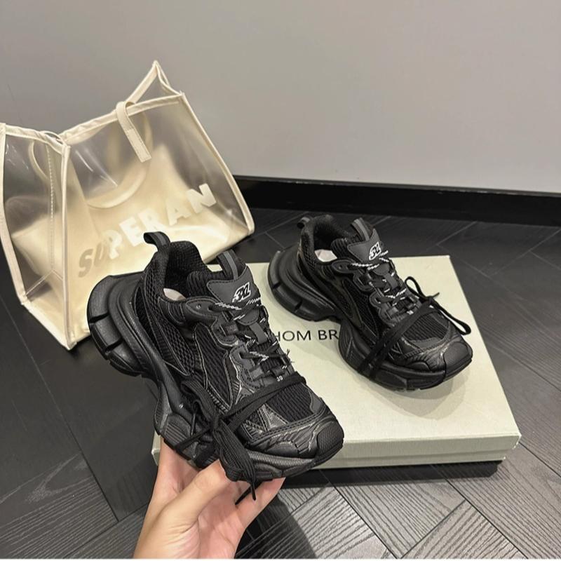 Fyra Säsonger Pappa-skor för Kvinnor, Andningsbara, Smutsiga, Gamla, Tjocka Sulan, Höjdökande, Casual Par Sportskor