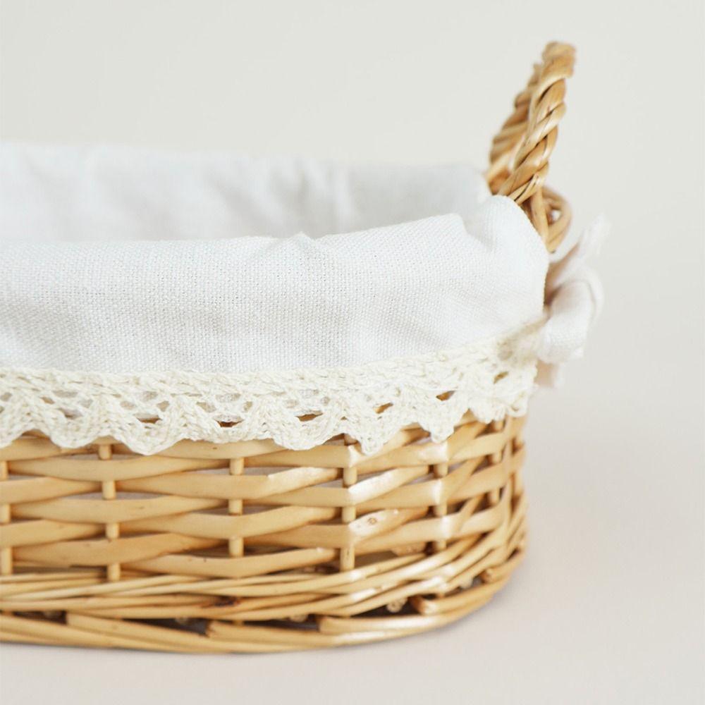 Handmade Desktop Weaving Basket Two-Sided Handle Willow Weaving Toy Basket  Home Decor