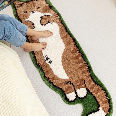 Yousheng Plush Cat Rug Cute Cartoon Kitten Floor Mat Anti-Slip Soft Bedside Rug for Bedroom Living Room Playroom Kids Room Decor