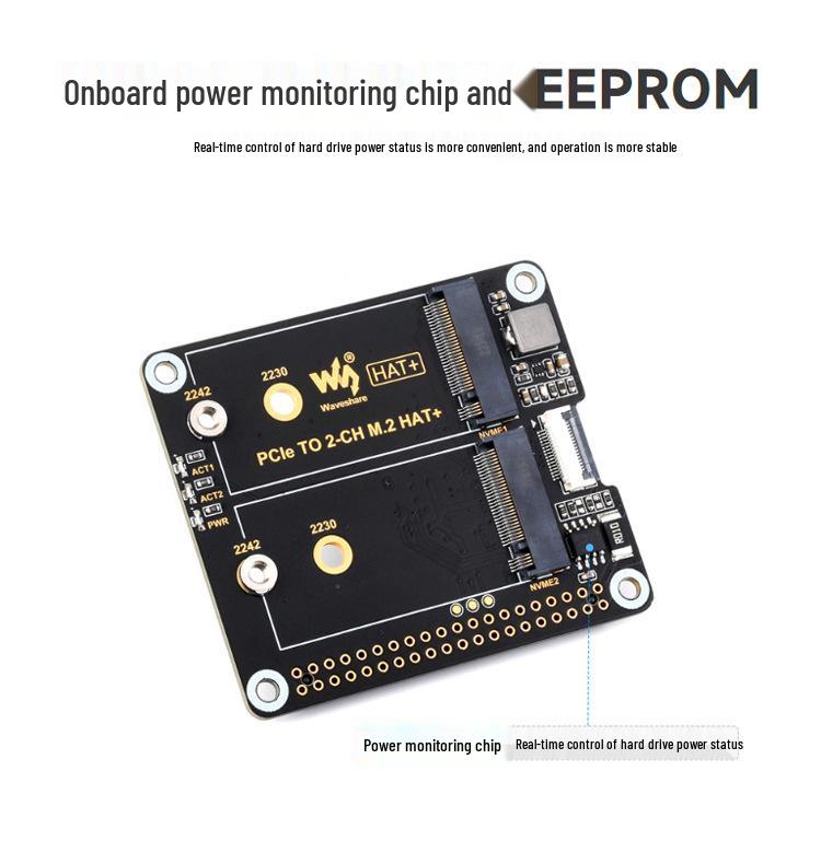 Raspberry Pi 5 PCIe Dual M.2 NVMe Adapter Board for Hard Drive Expansion
