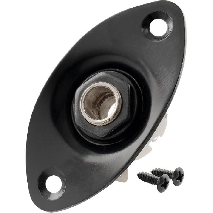 Musiclily Metall 1/4" Ovaler Gitarren-Eingangsbuchsen-Platte Ausgangsbuchsen-Platte Buchse mit Schrauben für Fender Strat Tele Style E-Gitarre, Chrom