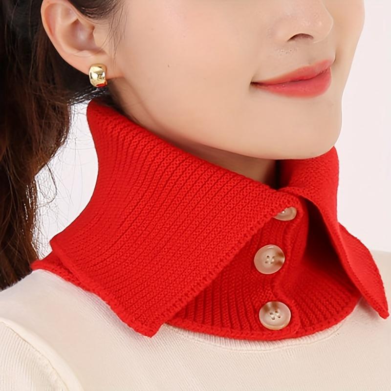 Women's Faux Collar Scarf Elegant Button-Down Neck Warmer Soft Stretchy Solid Color Winter Accessory for Outdoor & Casual Scarf
