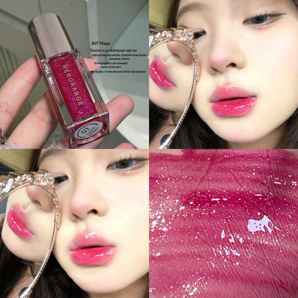 HERORANGE Shimmering Star Mirror Lip Gloss - Pearlescent, Watery, Plumping with Fine Glitter Finish.