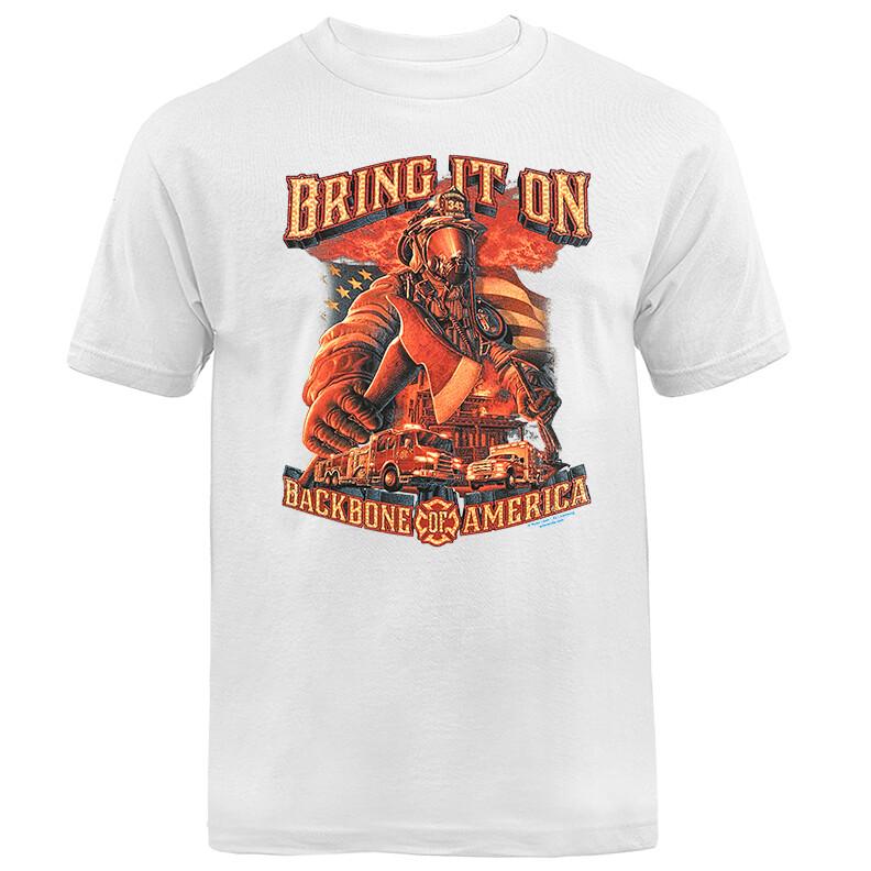 Firefighter Back Bone of America American Pride T-shirt Tee S разноцветный