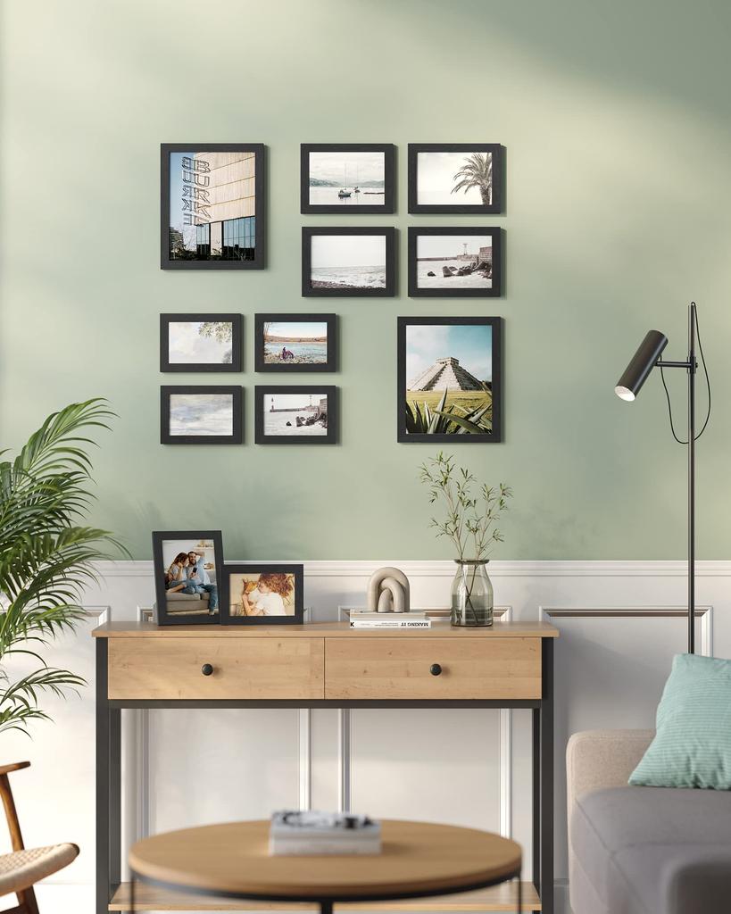 SONGMICS Photo 10 Vertical Horizontal Wall Holds Colored Paper and Photos Hanging PS Wall RPF310H Frame, Pieces, Tabletop, & Mounting, Simple, Wooden,