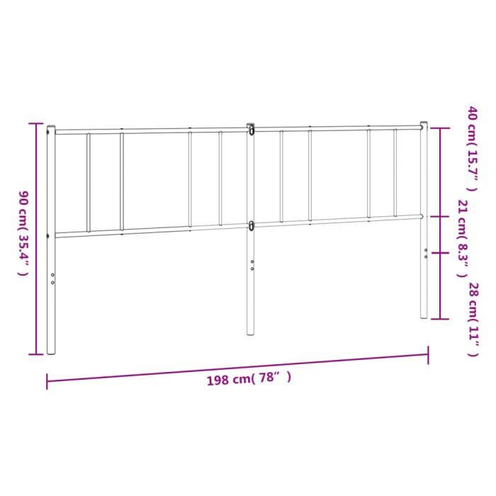VidaXL White Metal Headboard 193 Cm 352566