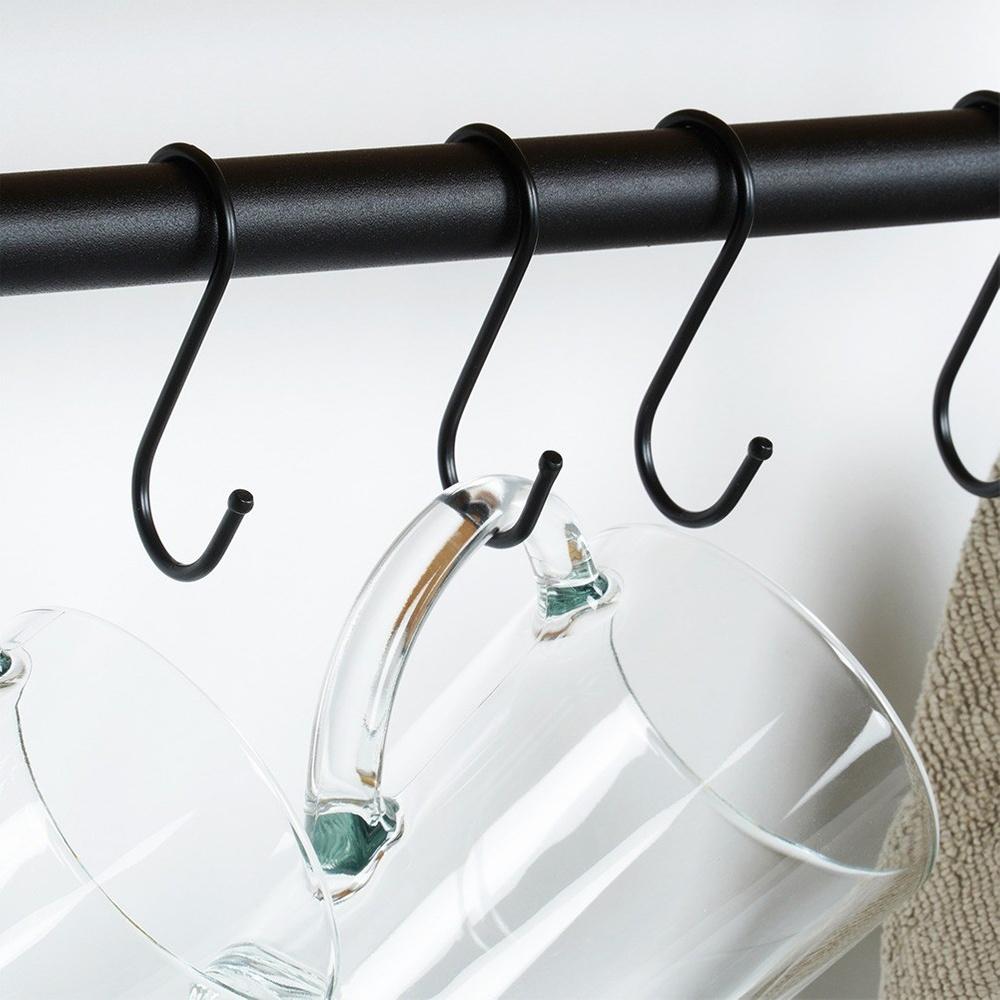 Wall Hanging Kitchen Bathroom Shelf Rail for Utensils, Cups, Towels