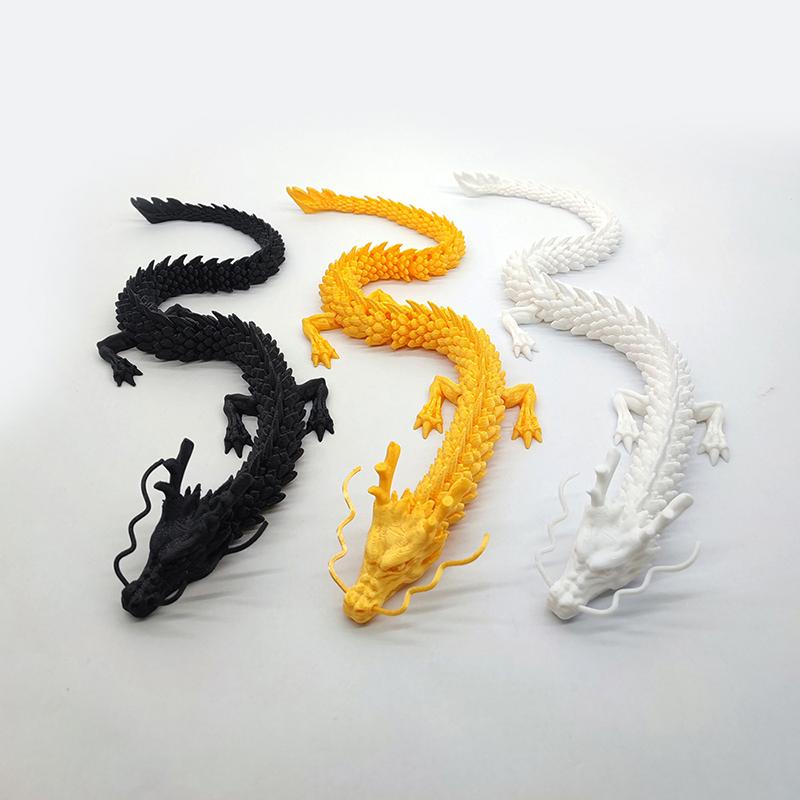 1PC 30/40CM Fish Tank Landscaping Decoration Collection Ornament Movable Jointed Dragon Statue 3D Printed Flexible Realistic