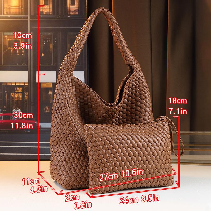 Large Capacity Hand-Woven Women'S Bags, Fashionable Versatile Mother And Child Bags, Shoulder Bags, Trendy High-End Underarm Bags, Tote Bags.