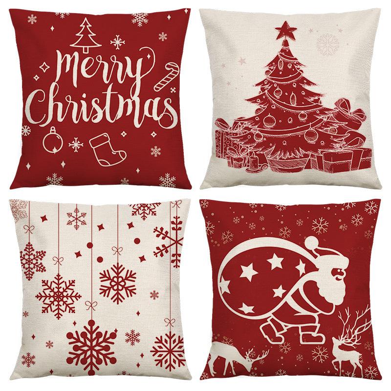 Christmas Theme Pillowcase Christmas Snowman Printed Linen Pillowcase High-value Car Pillowcase