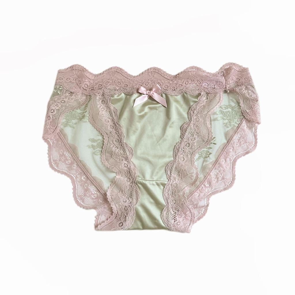 Vårhjärta Vågor Franska Satängspets Trosor - Sexiga, Andningsbara Bomull, Flickaktig Stil