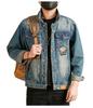 Xintang Men's Distressed Denim Jacket - Loose Fit Long Sleeve Outerwear 2025