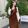 Women's Sweet Corduroy Dress & Top Set - Preppy Style, Autumn Fashion, Waist-Hugging Skirt, Two-Piece