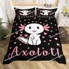 Cartoon Axolotl Cute Sea Animal Reptile Bedding Set Boys Girls Twin Queen Size Duvet Cover Pillowcase Bed Kids Adult
