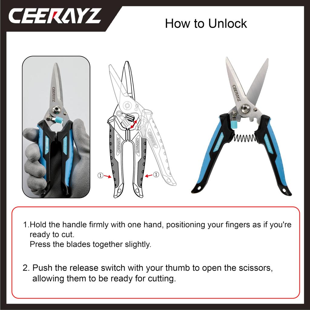 CEERAYZ Scissors 200mm Multipurpose Heavy Duty 420 Japanese Stainless Steel Industrial Scissors Scissors Metalworking Pruning Gardening Pruning with