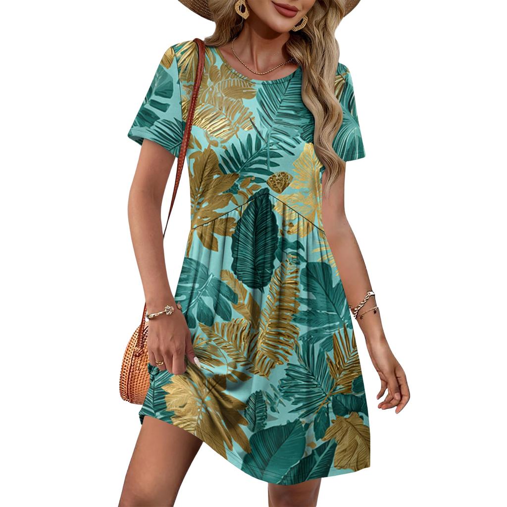 Dresses For Women Short Sleeve O Neck Casual Dresses Waist Maternity Dress With Pockets