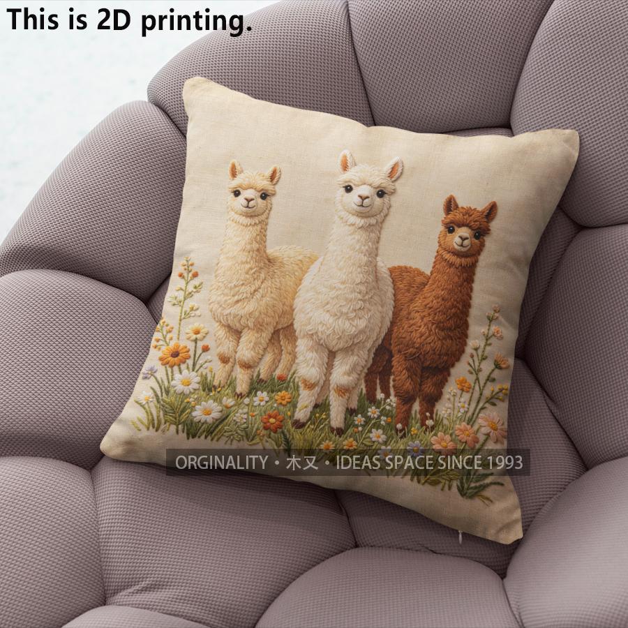 Cute Alpaca Floral Farmhouse Throw Pillow Covers Pattern Cushion Cover Suitable For Sofa Bedroom Car Pillow Cover