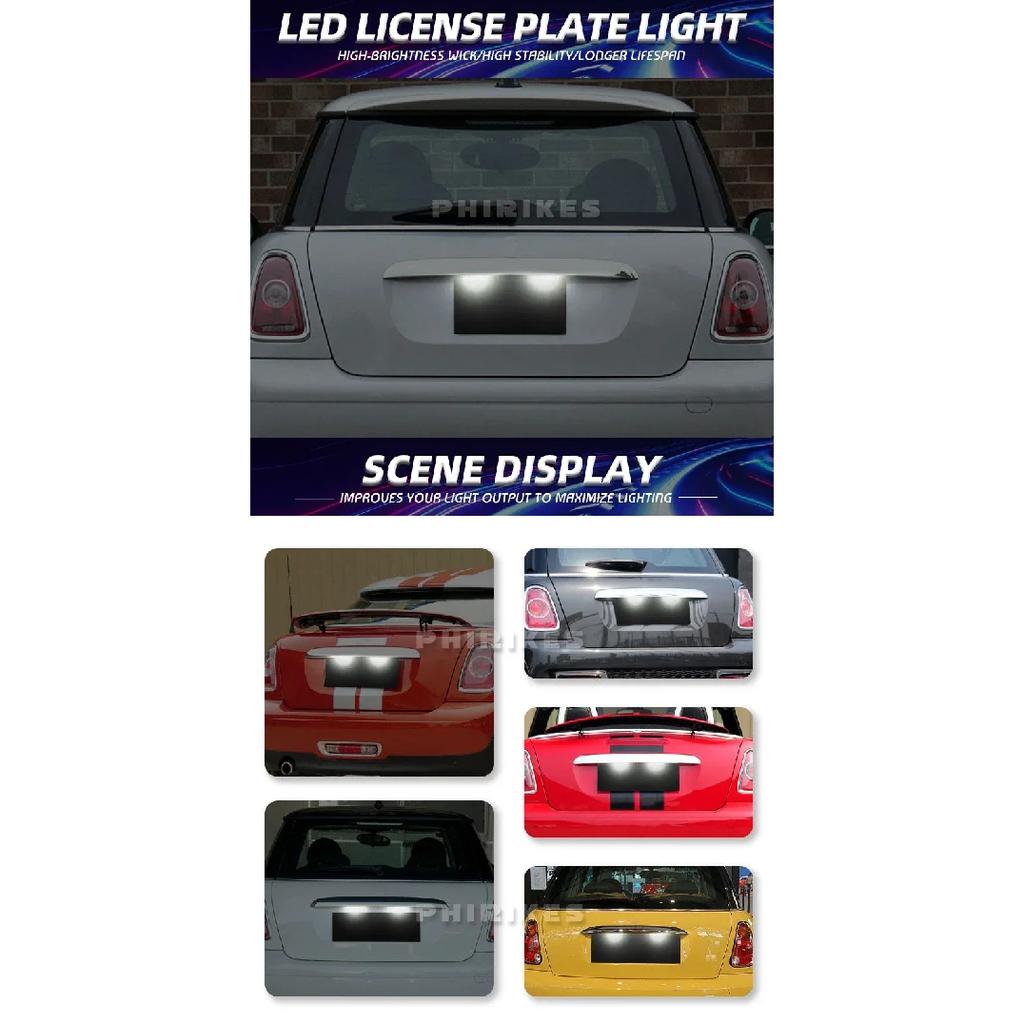 For Mini Cooper R56 R57 R58 R59 R50 R52 R53 LED License Plate Light 2PCS White Car Number Lamp Error Free OEM#:51132756227