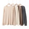 2025 Autumn/Winter Women's 100% Cashmere Round Neck Hollow Cable Knit Casual Loose Pullover Sweater
