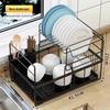 Black Double-Layer Foldable Countertop Dish Drying Rack