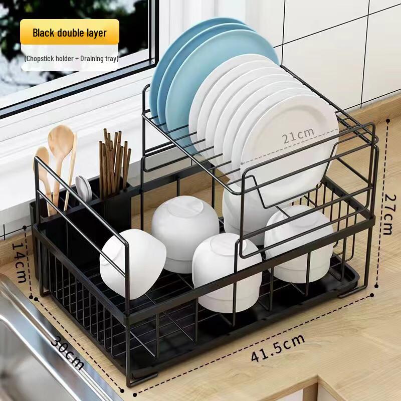 Foldable Countertop Dish Drying Rack with Knife Holder