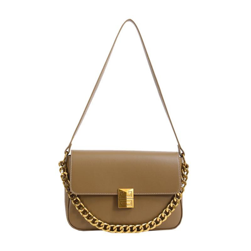 Trendy Street Style Women s Crossbody Bag With Chain Strap Simple And Stylish Pu Material хаки