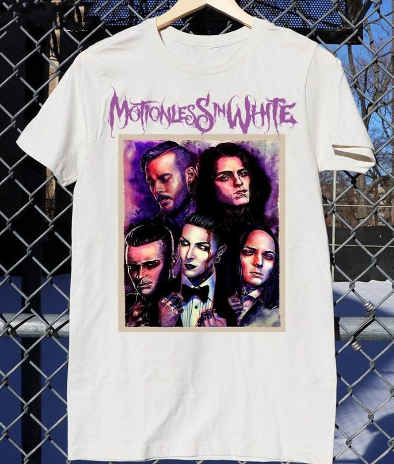 Vtg Motionless In White Band Tour Konzert Baumwolle Weiß S-5XL Unisex Shirt EN369