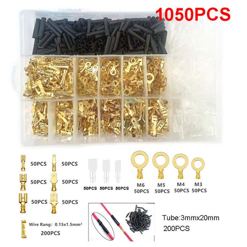 Cold Pressed Reed Terminals 2.8/4.8/6.3mm Insulated Male And Female Spade Crimp Terminals Wire And Cable Connector Combo Kit