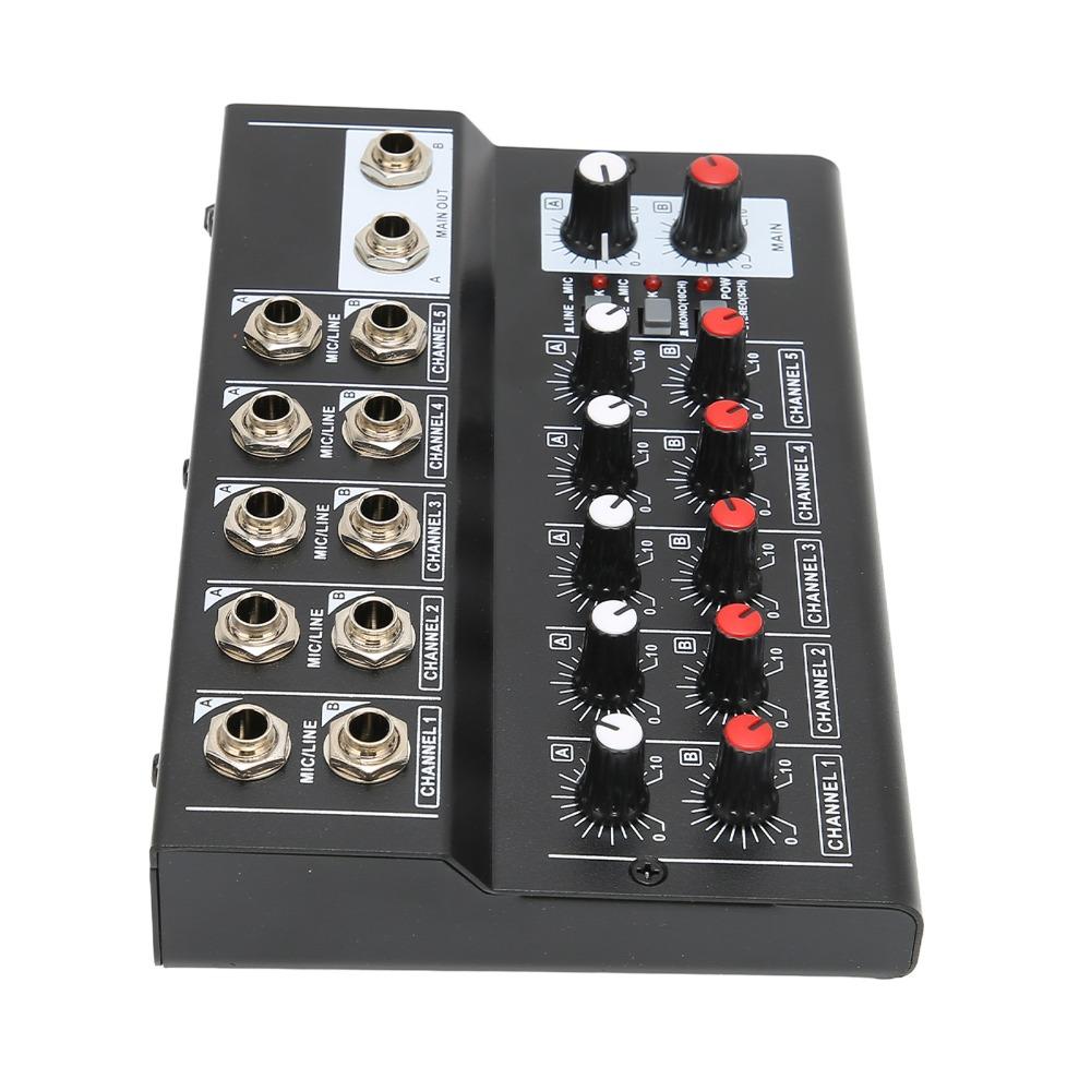 for US Plug Low Noise Stereo Line Mixer 2 Master Volume Knobs Dj Mixing Board Bars
