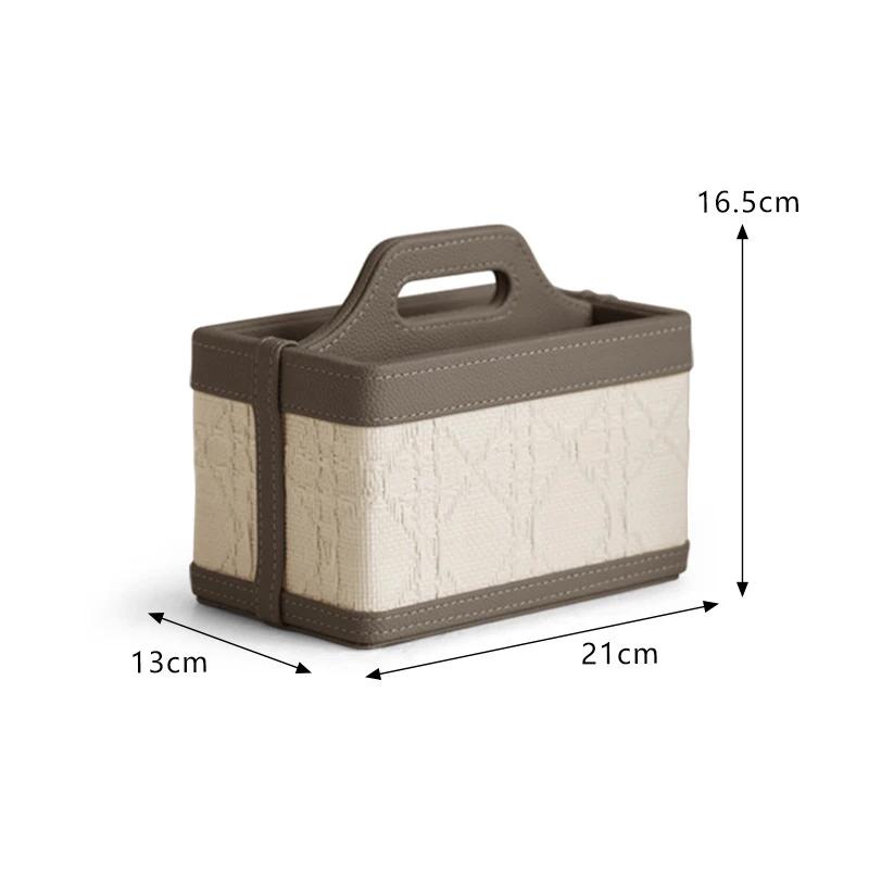 AhunderJiaz Light Luxury Multifunctional Leather Storage Box Remote Control Box Handle for Living Room Home Storage Ornaments