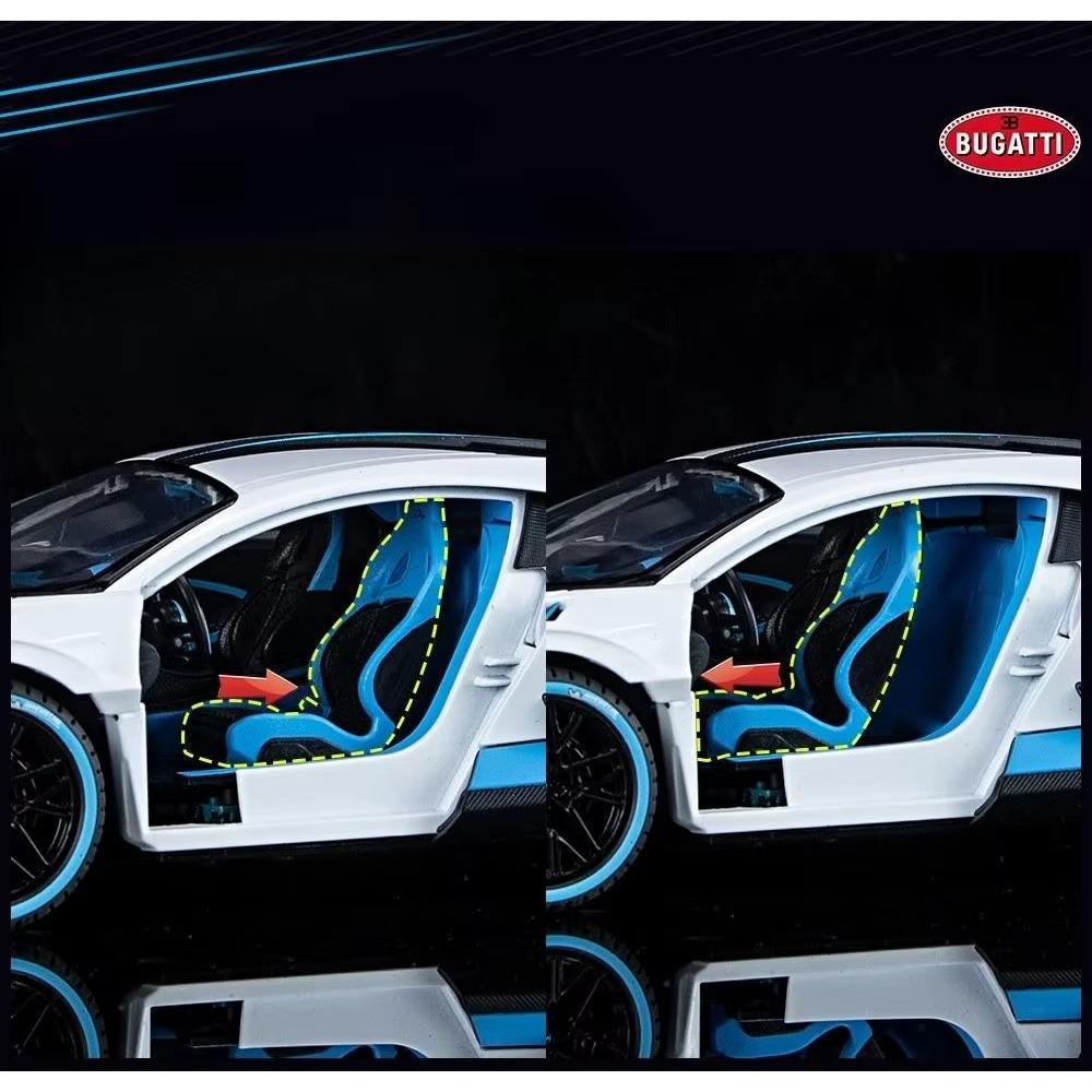 1/18 Bugatti Divo Super Model Samochodu Zabawkowego Odlewany Miniaturowy Model Wyścigowy Otwierane Drzwi Dźwięk Światło Kolekcja Prezent dla Chłopca Dzieci