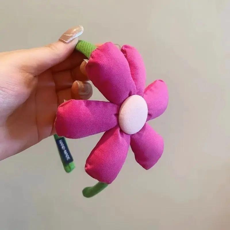 Sweet Simple Colored Large Flower Hair Hoop Rabbit Headband Suitable for Hair Styling Girls Hair Accessories Party Holiday Gifts