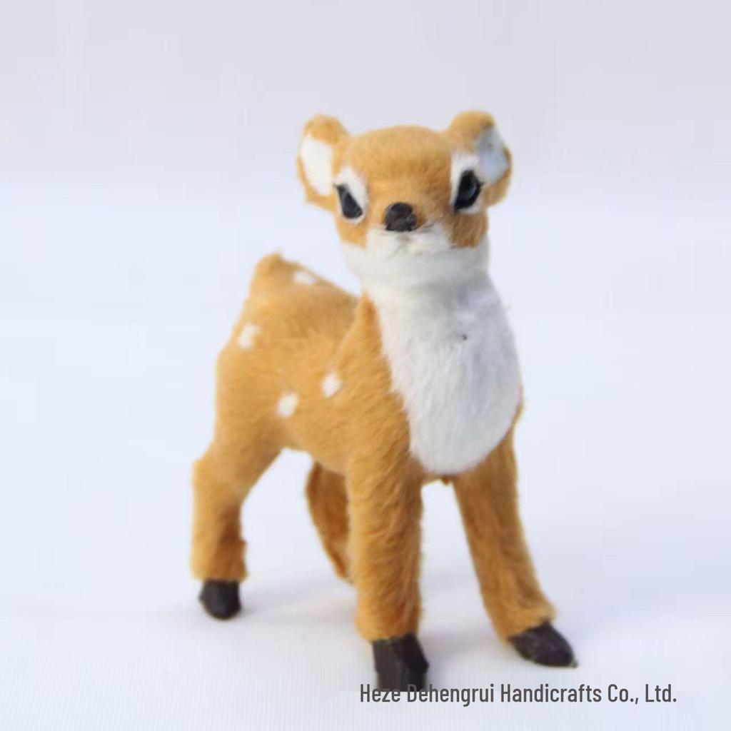 Mini Sika Deer Lying Ornament – Creative Fur Animal Model