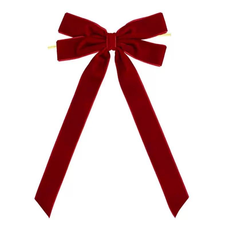 Wine Red Velvet Christmas Tree Bows for Holiday Party, Birthday, Home Door and Wedding Decor