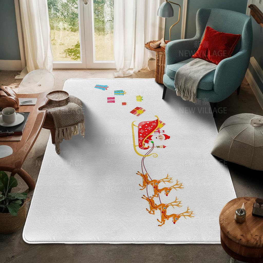 House Entrance Carpet Home Door Mat Living Room Bath Foot Bathroom Non-slip Water Absorption Rugs Bath Merry Christmas Winter