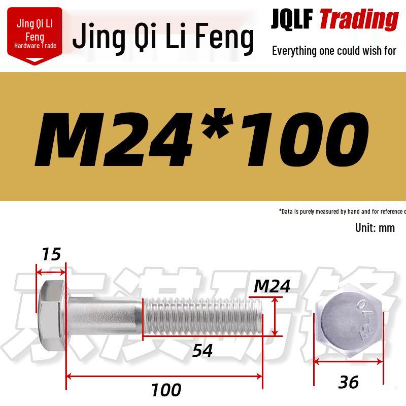 201 Stainless Steel Hex Head Bolt, Half Thread, M6-M30 Threaded Rod