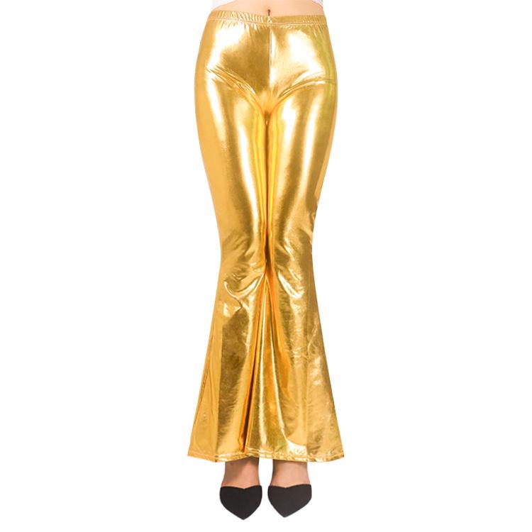 Women's Multi-Color Shiny Patent Leather Flared Pants - European & American Fashion