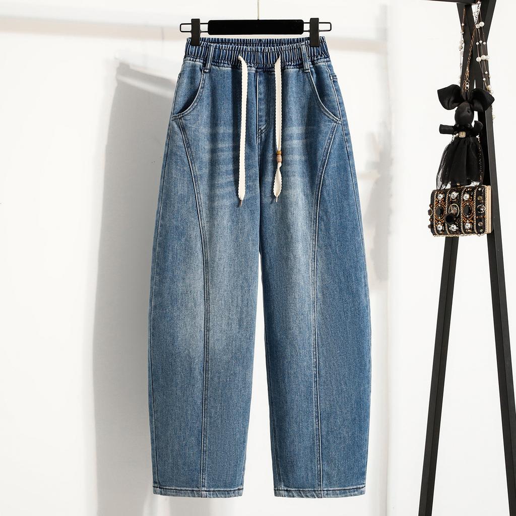 DIMANAF 2026 Primavera Estate Donna Taglie Forti Jeans Nuova Moda Pantaloni Lunghi da Donna Denim Cotone Oversize Gamba Larga