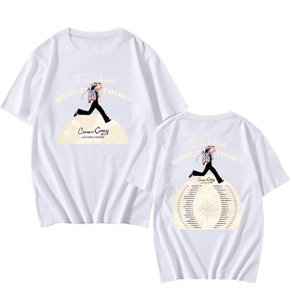 Wishbone World Tour 2026 Koszulki CONAN GRAY Modna Koszulka Krótki Rękaw Luźna Bawełniana Koszulka Streetwear Unisex Koszulki