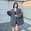 Women Bow Embroidery Tweed Suit Jacket Autumn Winter Thickened Shoulder Pad Wool Blazer Unique Design