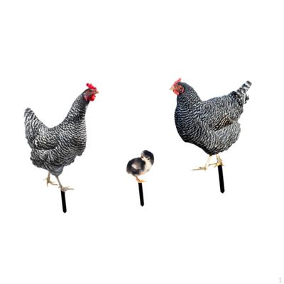 3Pcs Chicken Statues Garden Stakes Figurines Ground Insert,Yard Art Animal Sculptures for