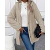 Hooded Solid Color Cardigan Button Up Long Sleeved Casual Fleece Jacket