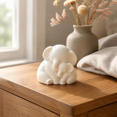 Cute Animal Sitting Elephant Figurine Parent Child Elephant Sculpture  Mother's Day Gifts