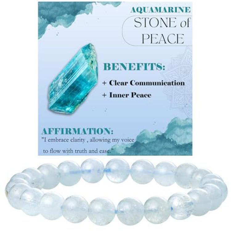 Regali Festivi Bracciale con Perle di Apatite Blu Pietra Naturale Gioielli alla Moda Rilassanti Per Uomo e Donna Accessorio Semplice Versatile per l'Uso Quotidiano