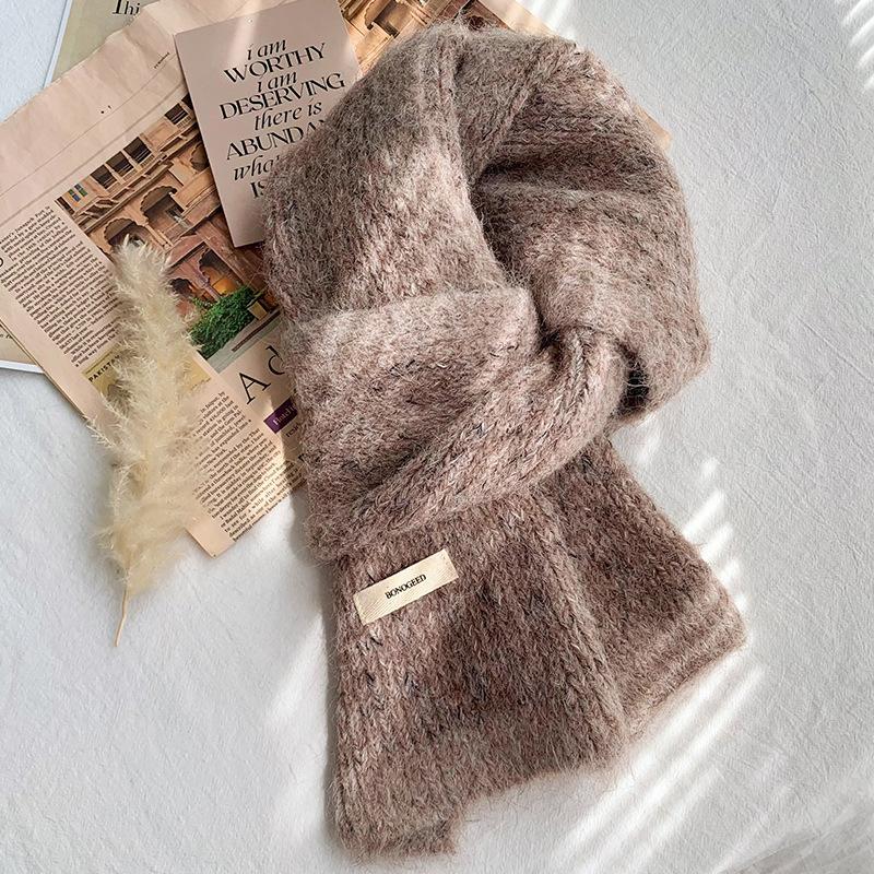 Blended scarf women's winter and winter popular new thickened warm scarf solid color student