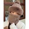 Hat, Neck, One Piece Women's Winter with Thick Velvet Riding Windproof and Cold Proof Electric Car Warm Hoodie