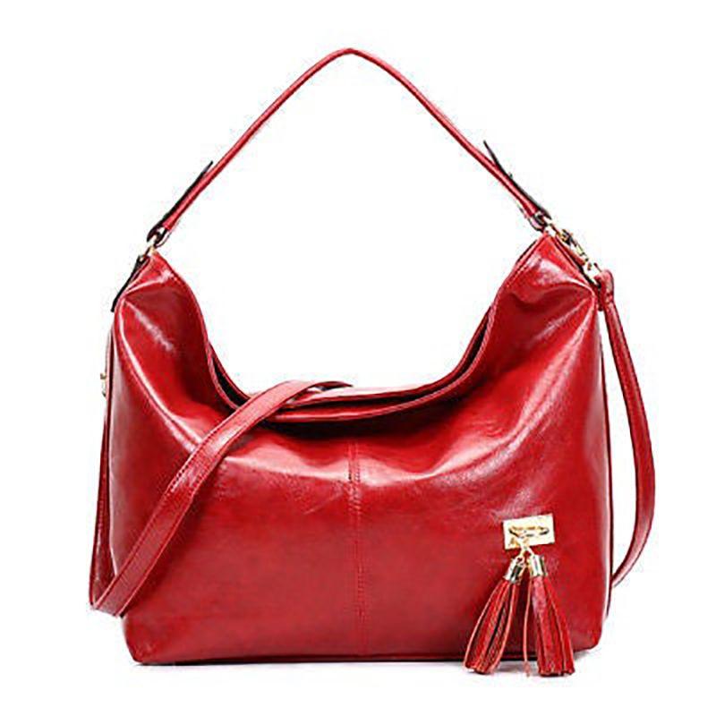 Элегантная женская сумка-ведро из ПУ с роскошными кисточками и универсальным дизайном красный